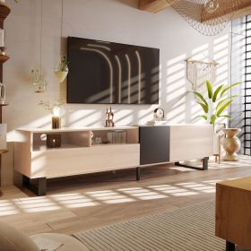 Modern TV Stand for 80'' TV with Double Storage Space, Media Console Table, Entertainment Center with Drop Down Door for Living Room, Bedroom, Home Th (Color: as Pic)
