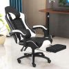 Ergonomic Gaming Chair for Adults, Comfortable Computer Chair for Heavy People, Adjustable Height Office Desk Chair with Wheels, Breathable Leather Vi