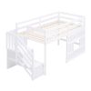Twin Size Loft Bed with Storage Staircase and Window
