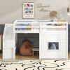 Twin Size Loft Bed with Storage Staircase and Window