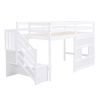 Twin Size Loft Bed with Storage Staircase and Window