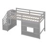 Twin Size Loft Bed with Storage Staircase and Window