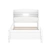 Wood Twin Size Platform Bed with Built-in LED Light, Storage Headboard and Guardrail